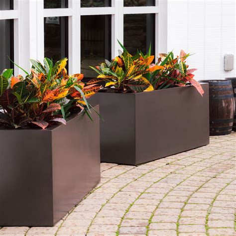 decorative metal planer boxes|modern rectangular planter box.